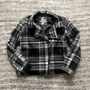 Mossimo Supply Co. Black & White Plaid Moto Jacket - size L